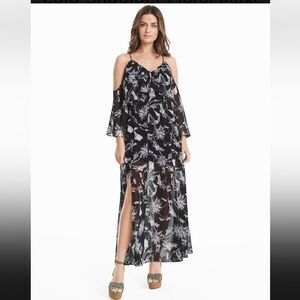 Cold-Shoulder Floral Maxi Dress